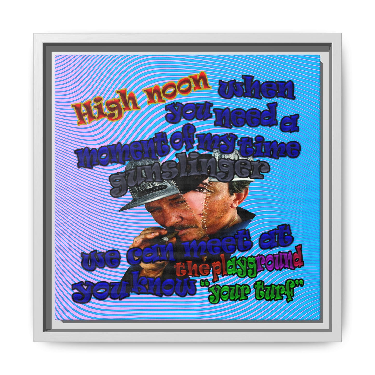 high noon - framed canvas art (light blue-purple wave)