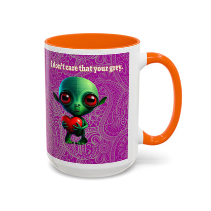 I don't care that your grey - Accent Mug (pink swirl)