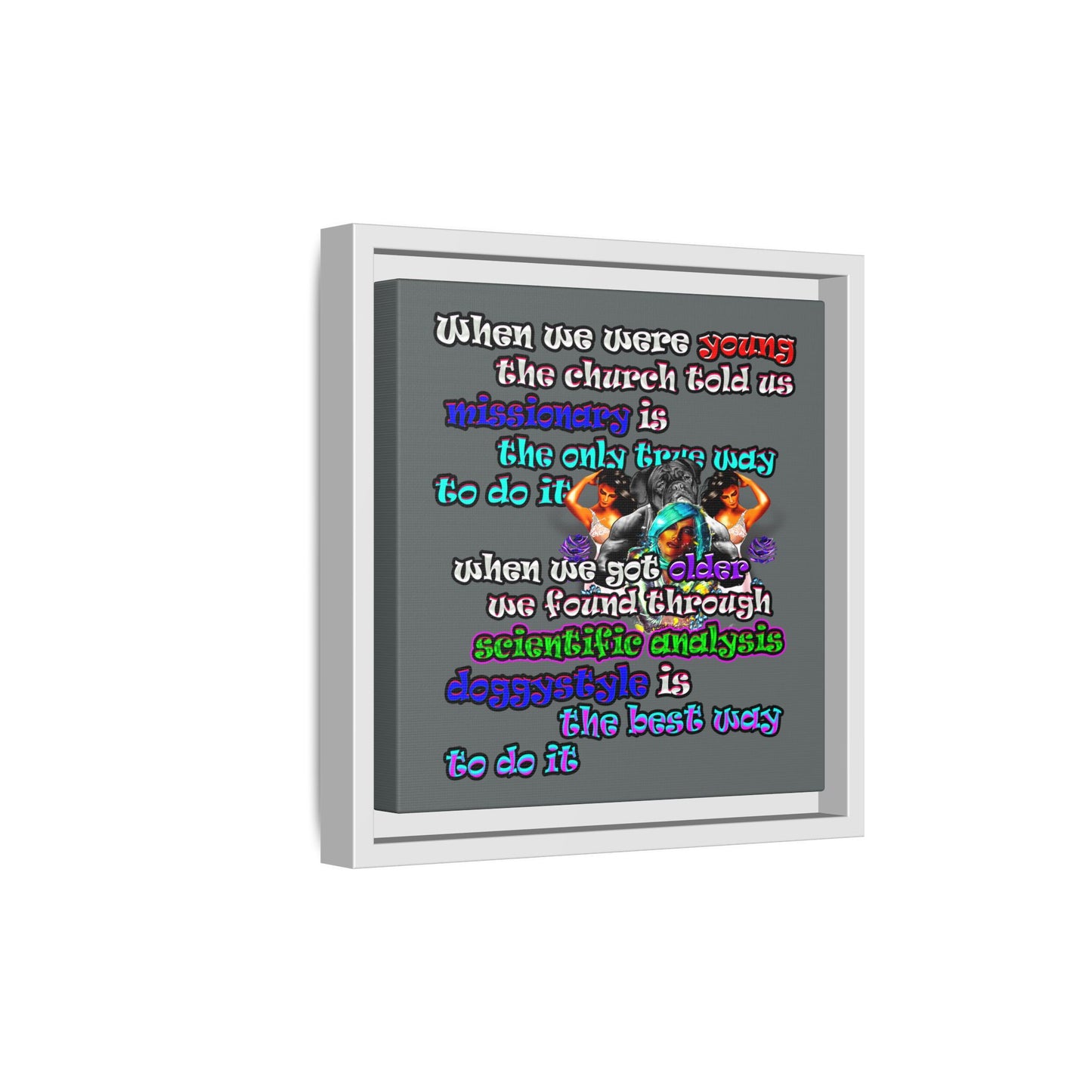 doggystyle - framed canvas art (dark grey)
