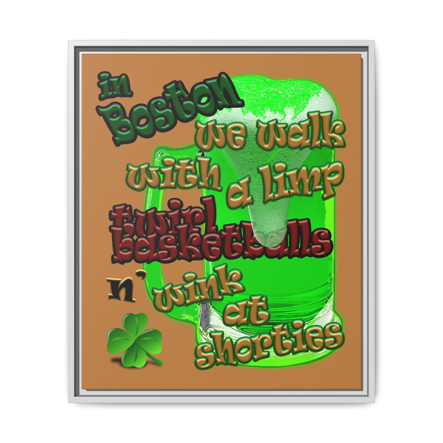 celtics logo - framed canvas art (light brown)