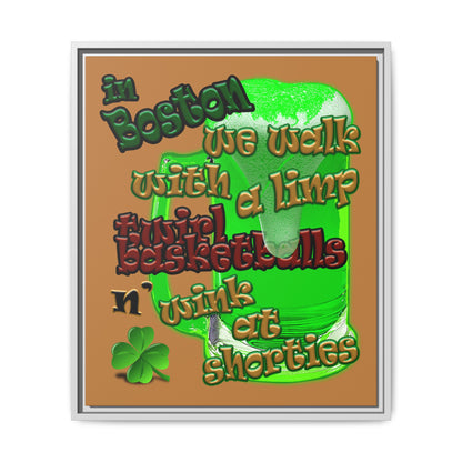 celtics logo - framed canvas art (light brown)