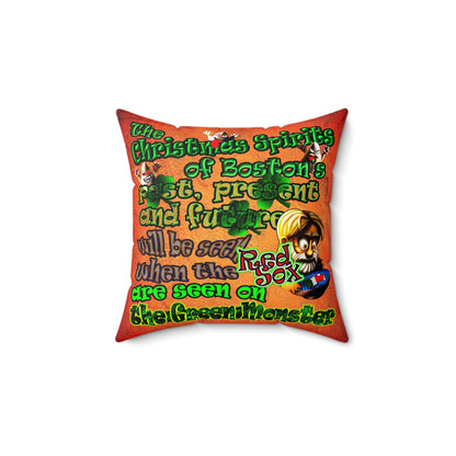 christmas spirits of boston - Spun Polyester Square Pillow - (burnt orange)