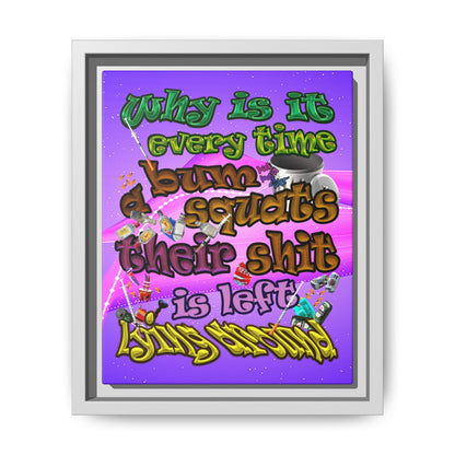 the bum's shit - framed canvas art (purple-pink wave)