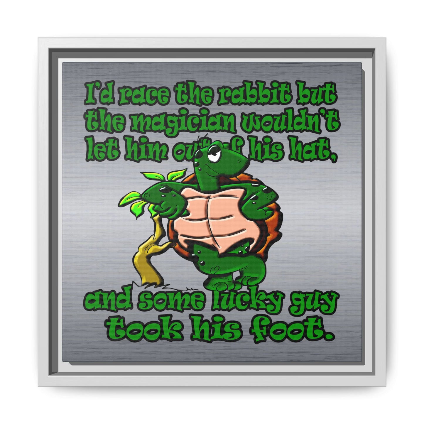 turtle race - framed canvas art (brushed nickel)