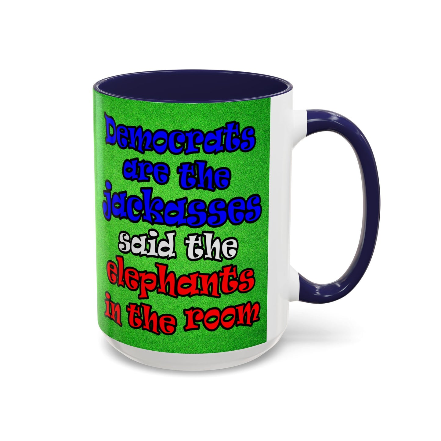 donkeys and elephants - Accent Mug (green turf)
