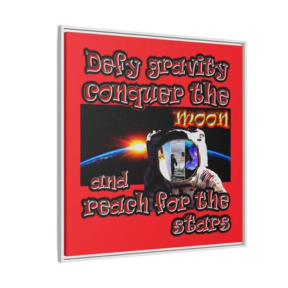 defy conquer reach - framed canvas art (red)
