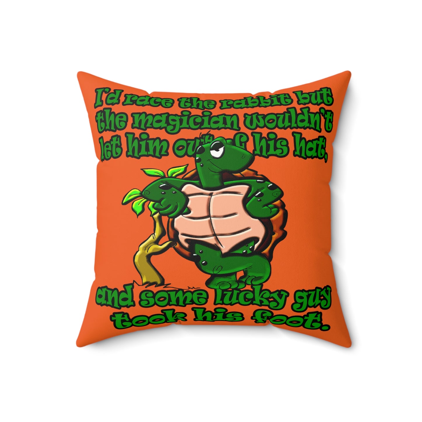 turtle race - Faux Suede Square Pillow - (orange)
