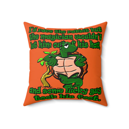 turtle race - Faux Suede Square Pillow - (orange)