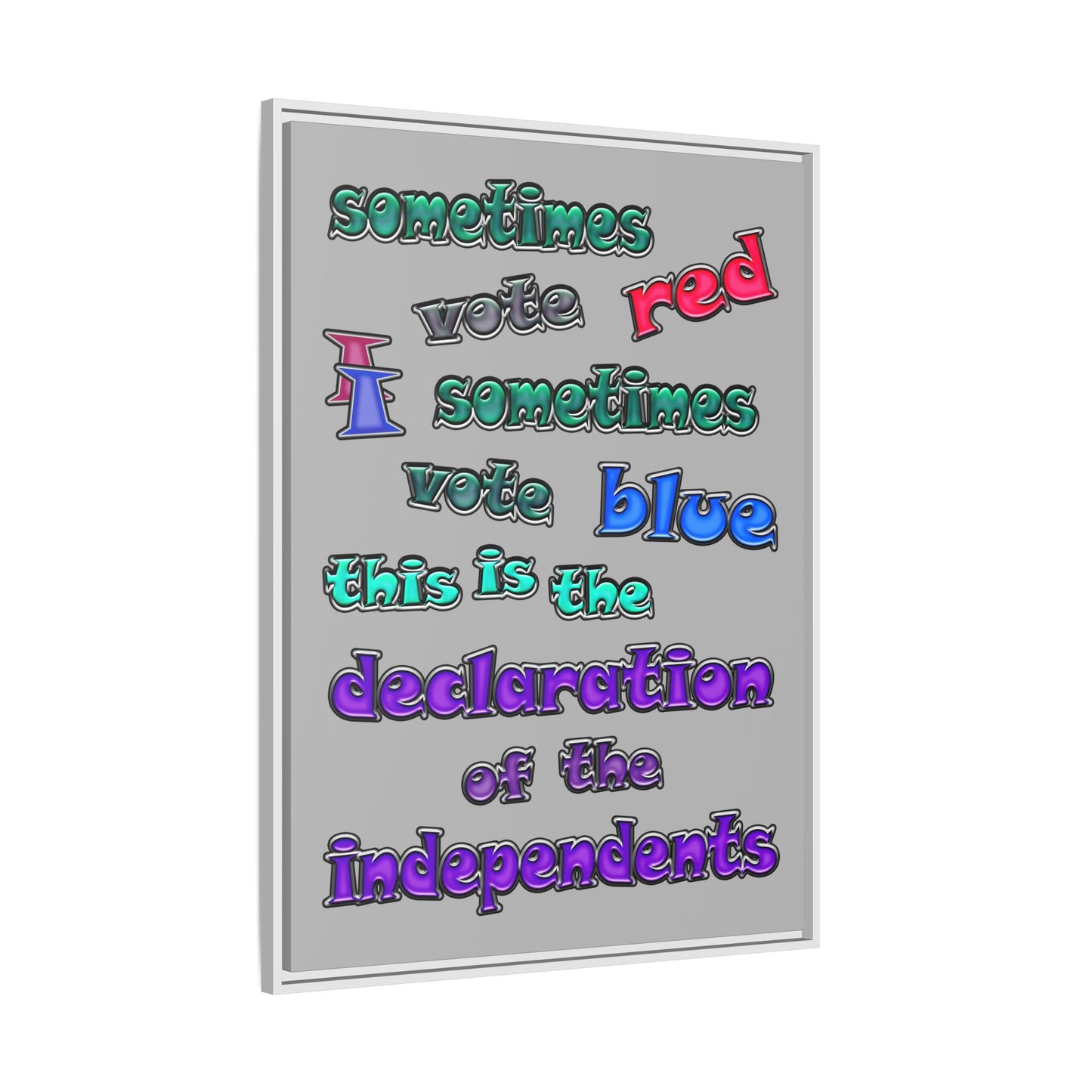declaration of the independents - framed canvas art (light grey)