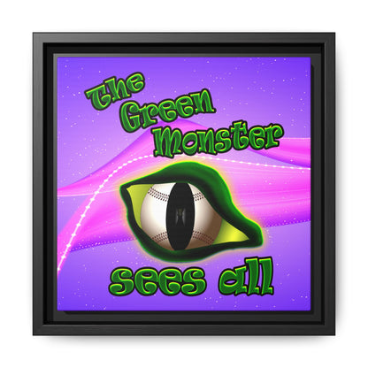 green monster - framed canvas art (purple-pink wave)