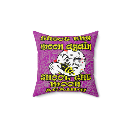shoot the moon again - Spun Polyester Square Pillow - (pink swirl)