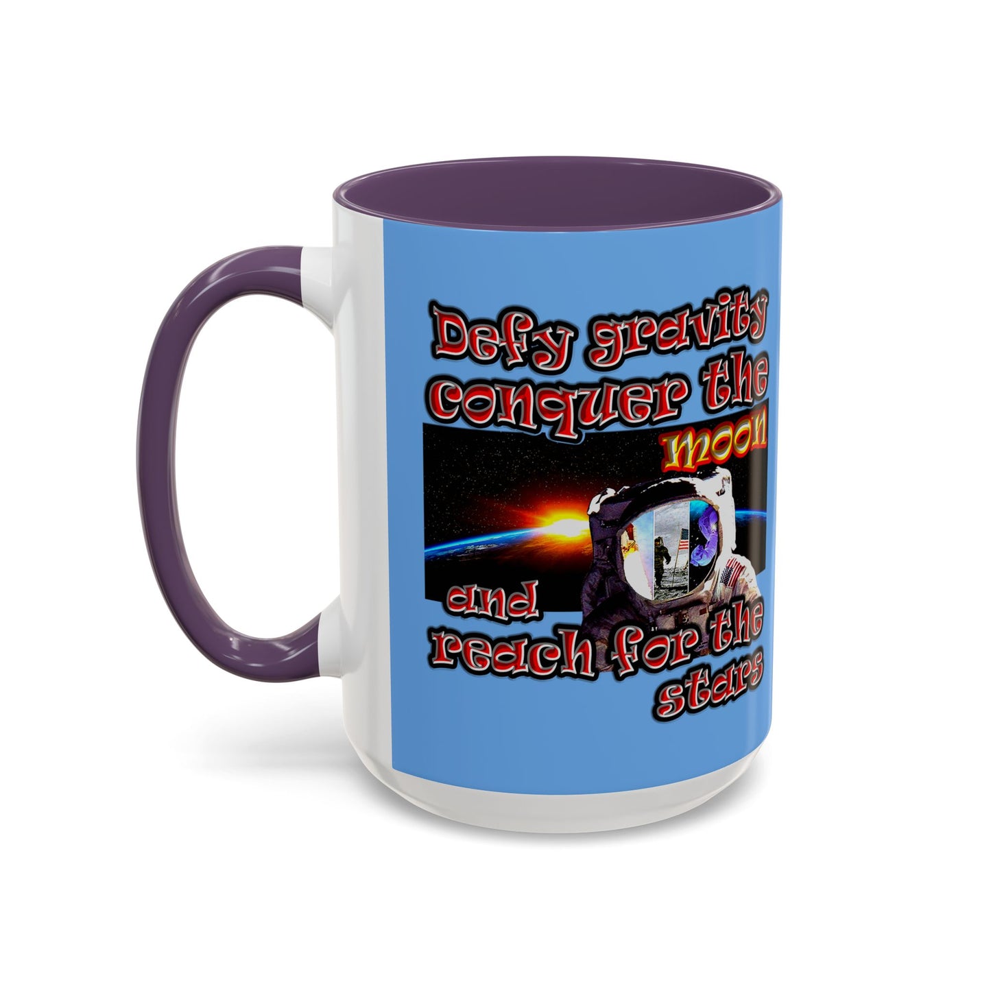 defy conquer reach - Accent Mug (light blue)