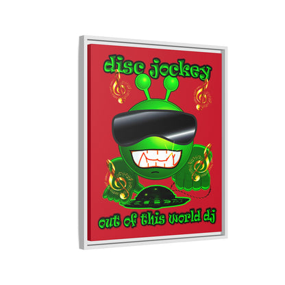 disc jockey - framed canvas art (dark red)