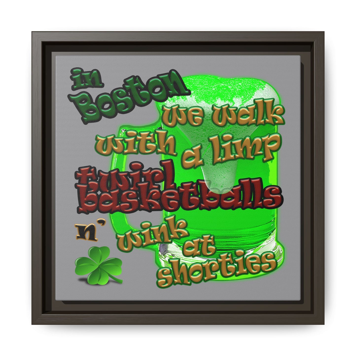 celtics logo - framed canvas art (grey)