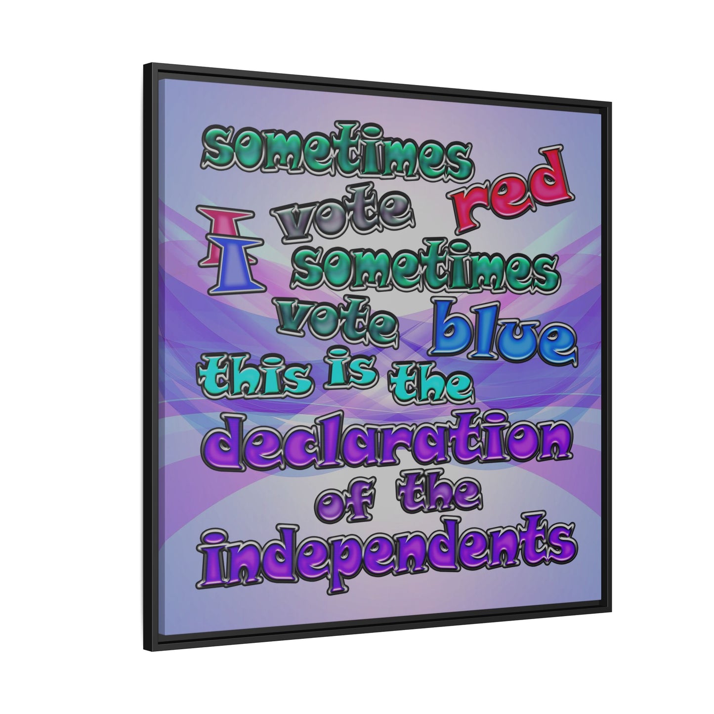 declaration of the independents - framed canvas art (light blue-pink wave)