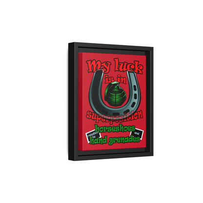 my luck - framed canvas art (dark red)