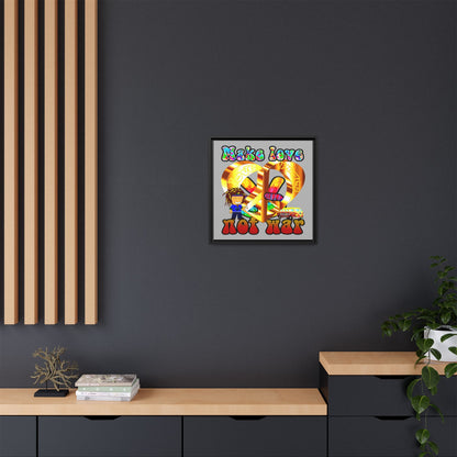 love peace - framed canvas art (light grey)