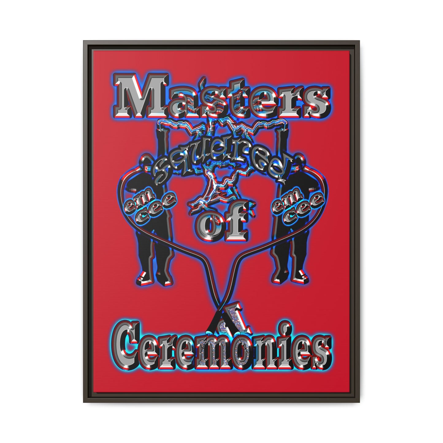 em cee squared - framed canvas art (dark red)