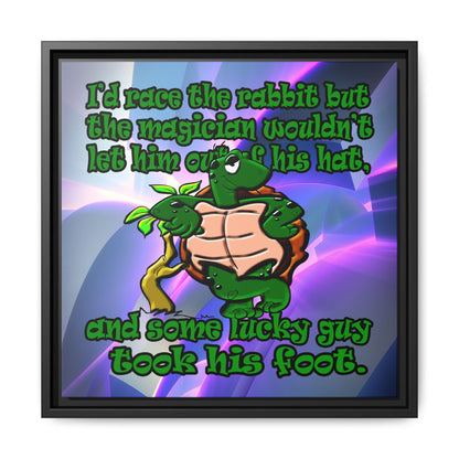 turtle race - framed canvas art (grey-pink wave)