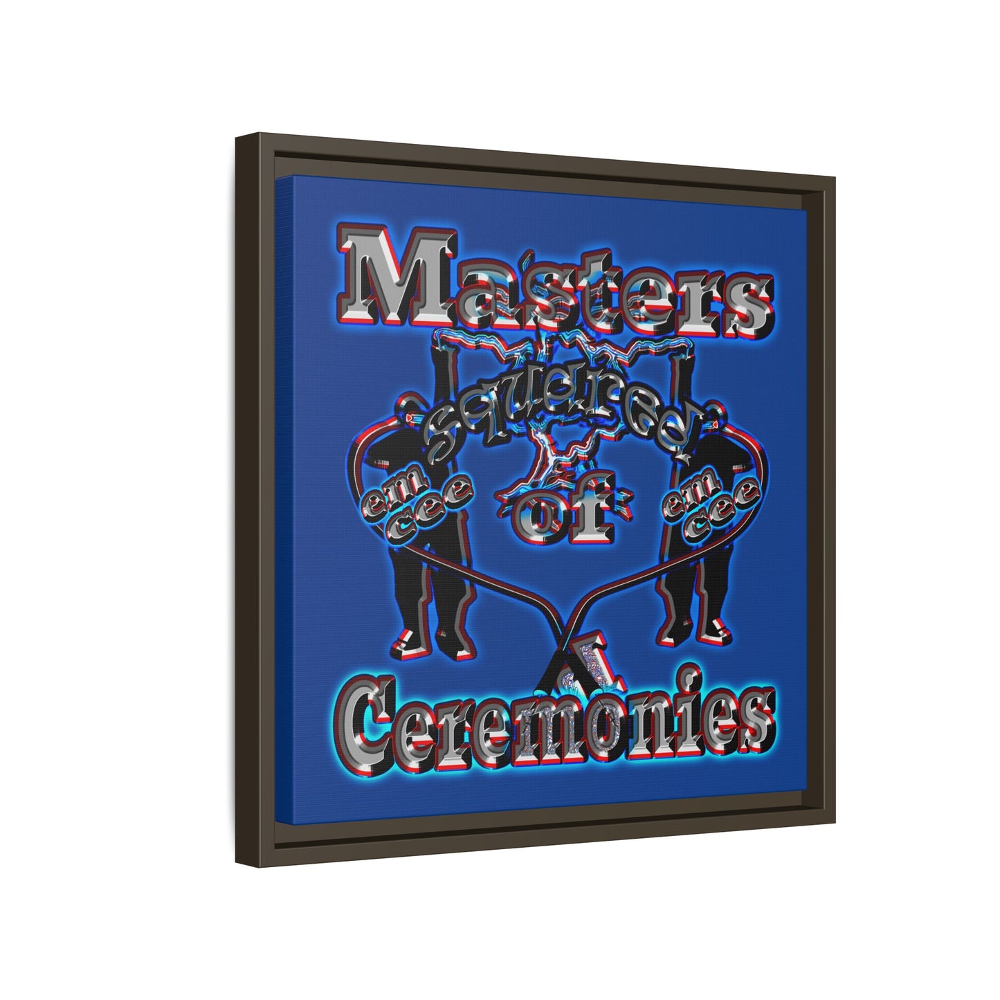 em cee squared - framed canvas art (dark blue)