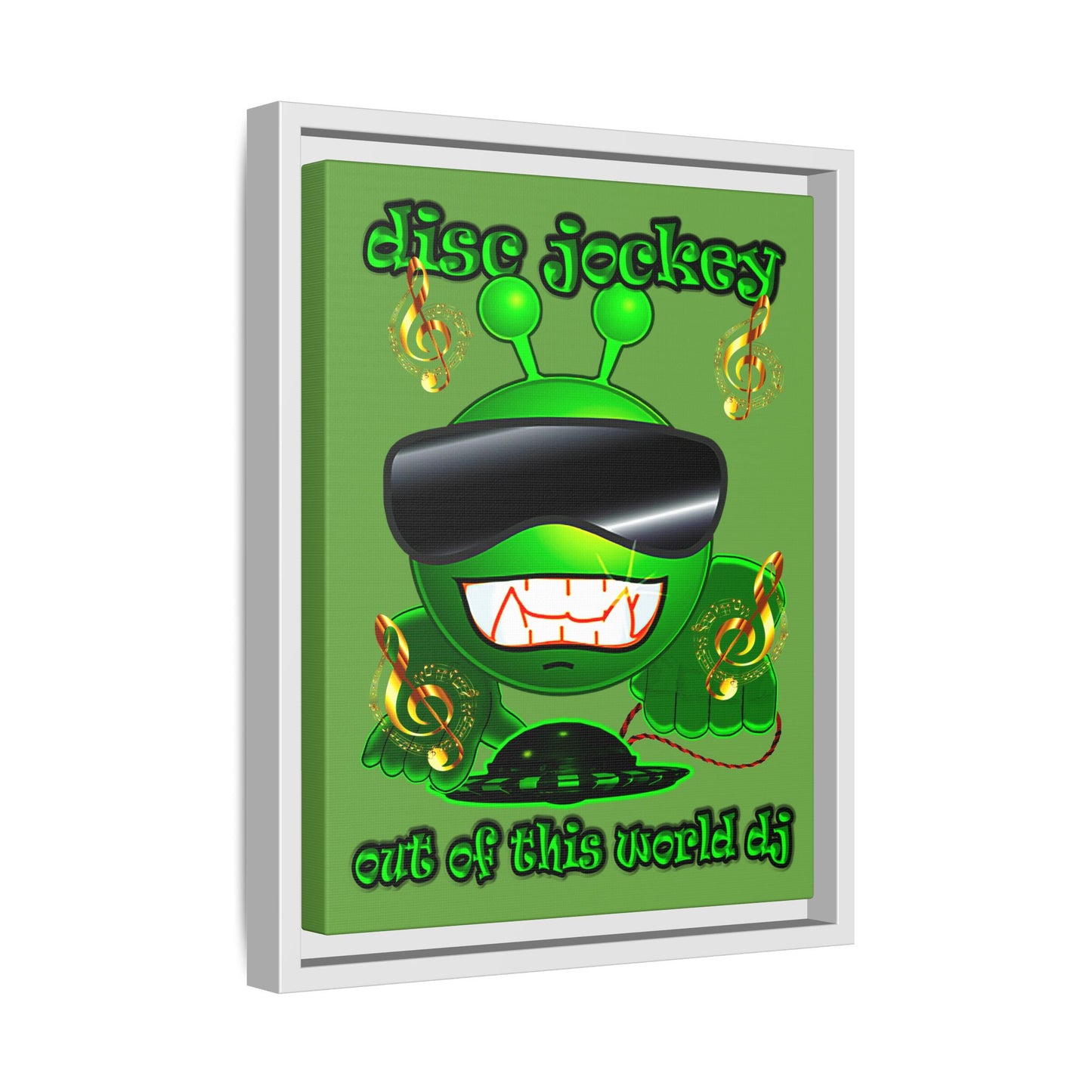 disc jockey - framed canvas art (green)