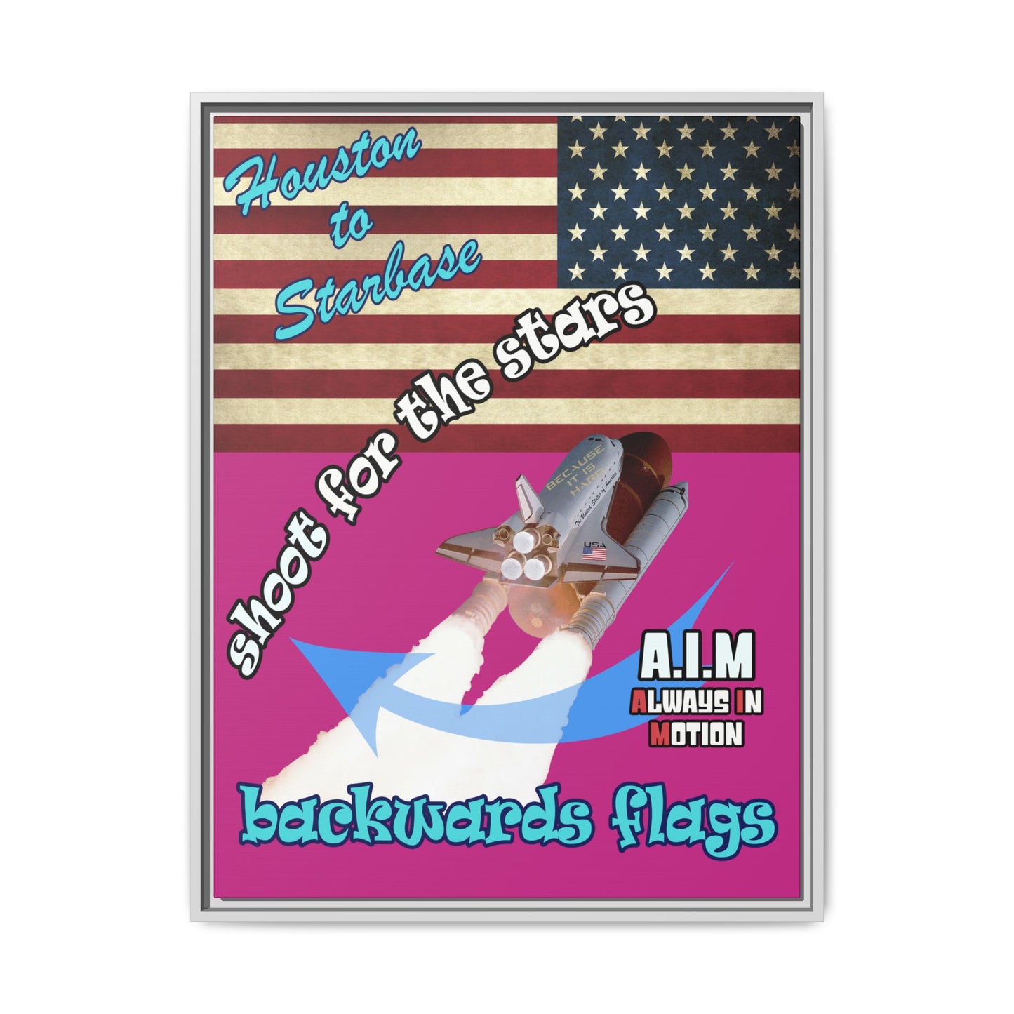 shoot for the stars - framed canvas art (pink)