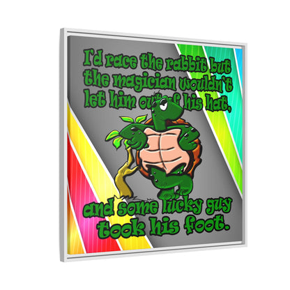 turtle race - framed canvas art (rainbow split)