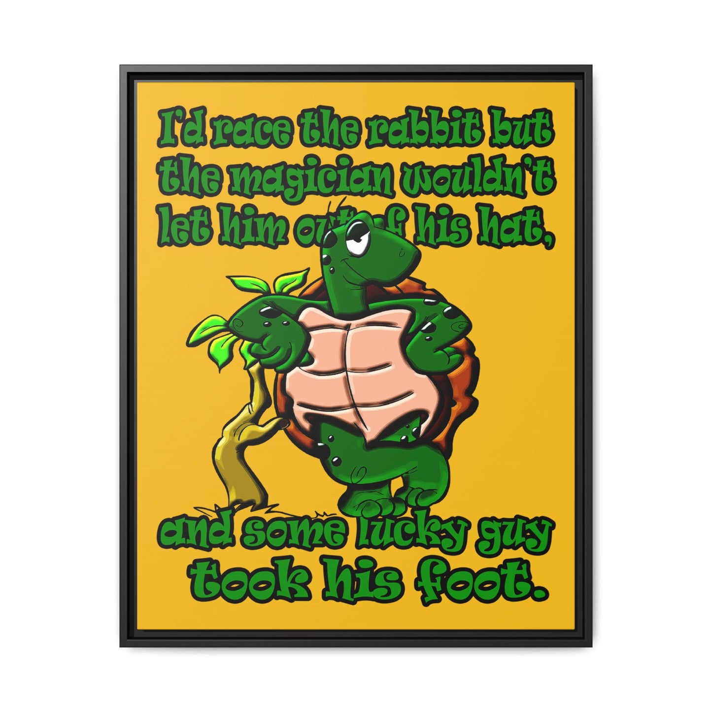 turtle race - framed canvas art (yellow)