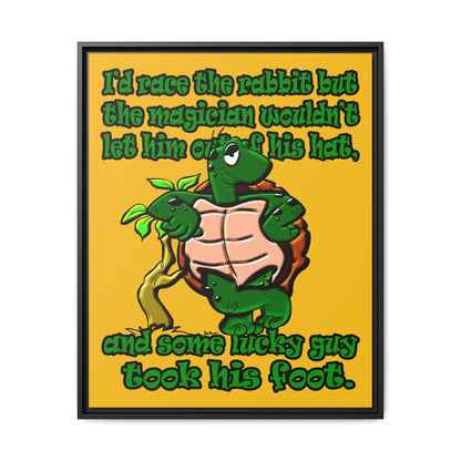 turtle race - framed canvas art (yellow)