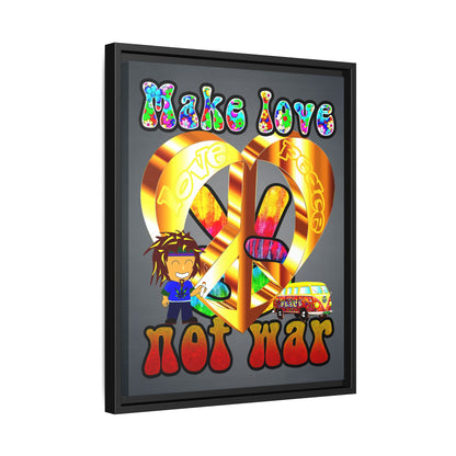 love peace - framed canvas art (grey-light grey)