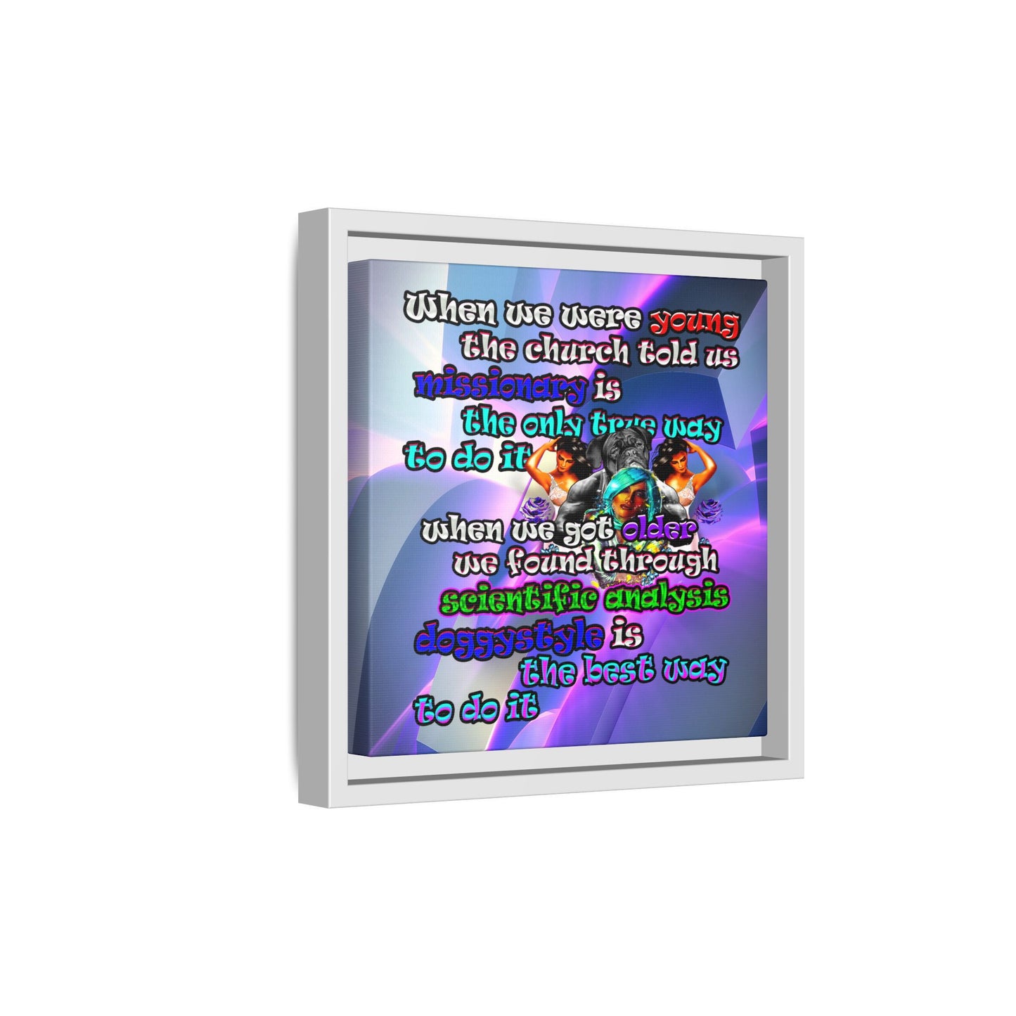 doggystyle - framed canvas art (grey-pink wave)