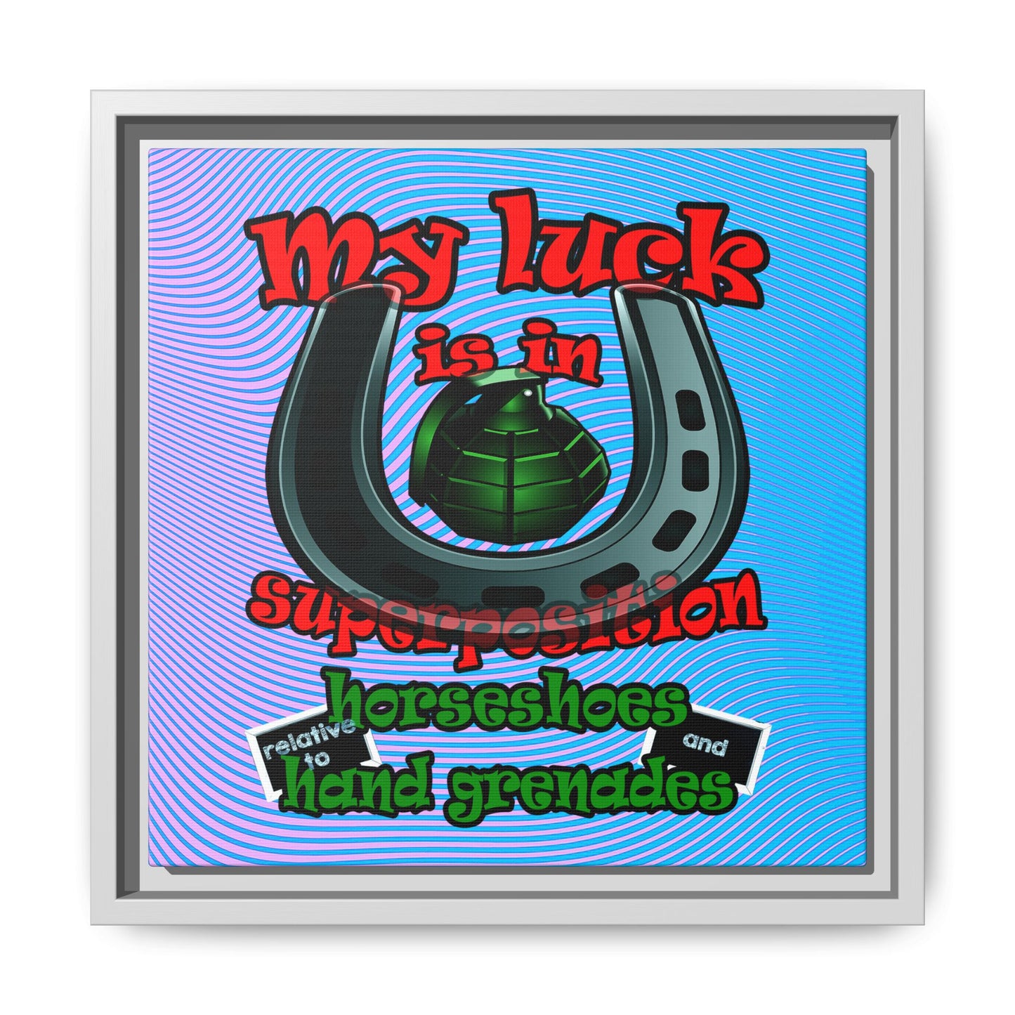 my luck - framed canvas art (light blue-purple wave)
