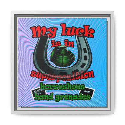 my luck - framed canvas art (light blue-purple wave)