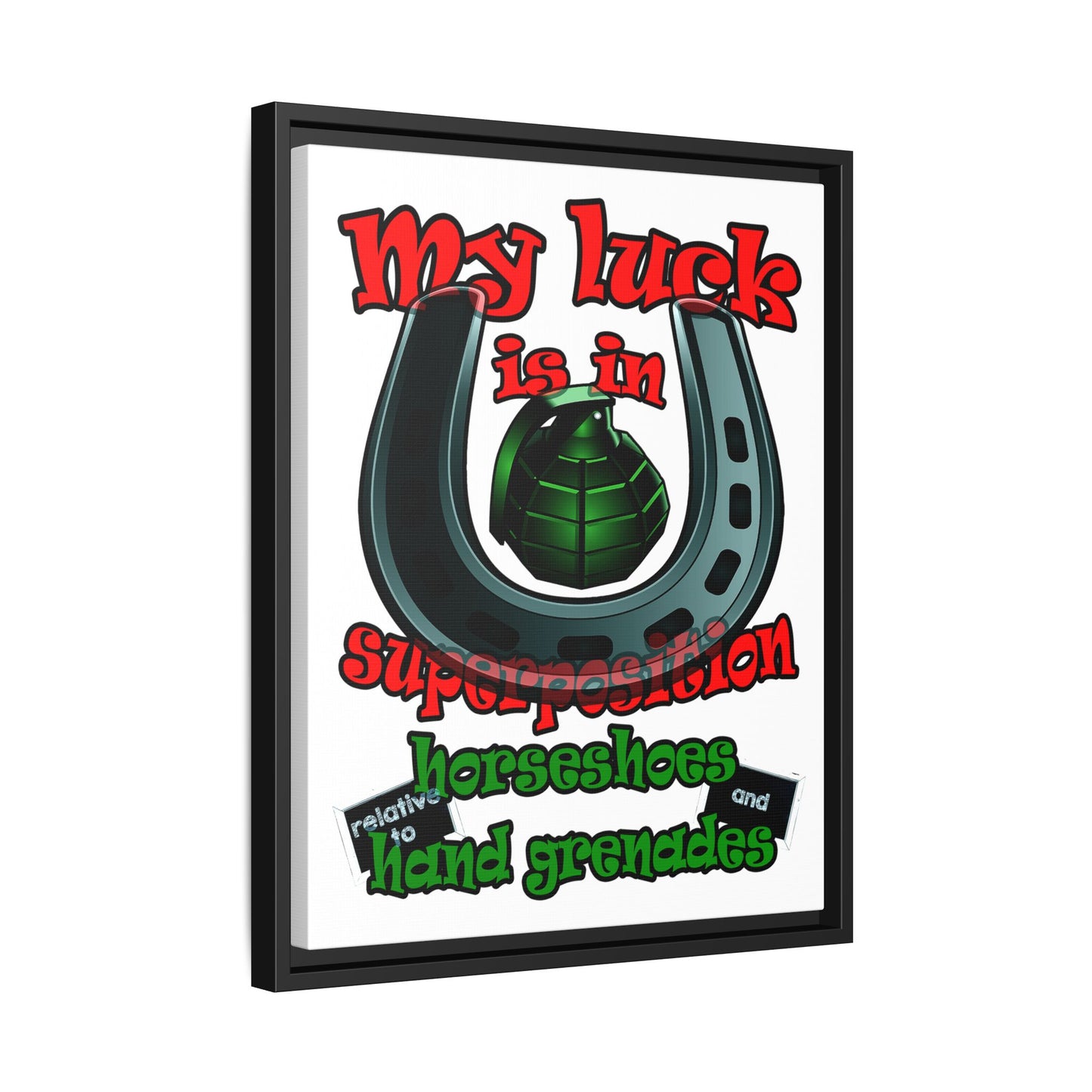 my luck - framed canvas art (white)
