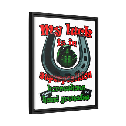 my luck - framed canvas art (white)