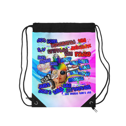 drop the beat - Drawstring Bag (light blue-pink wave)