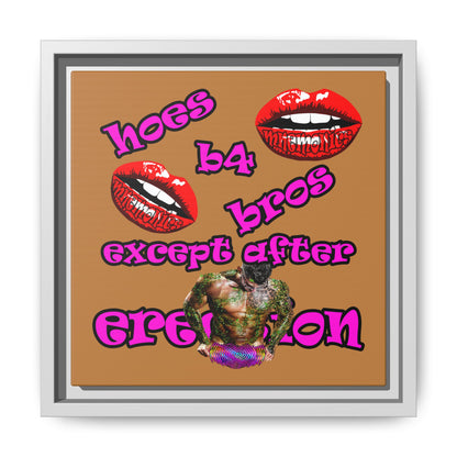 hoes b4 bros - framed canvas art (light brown)