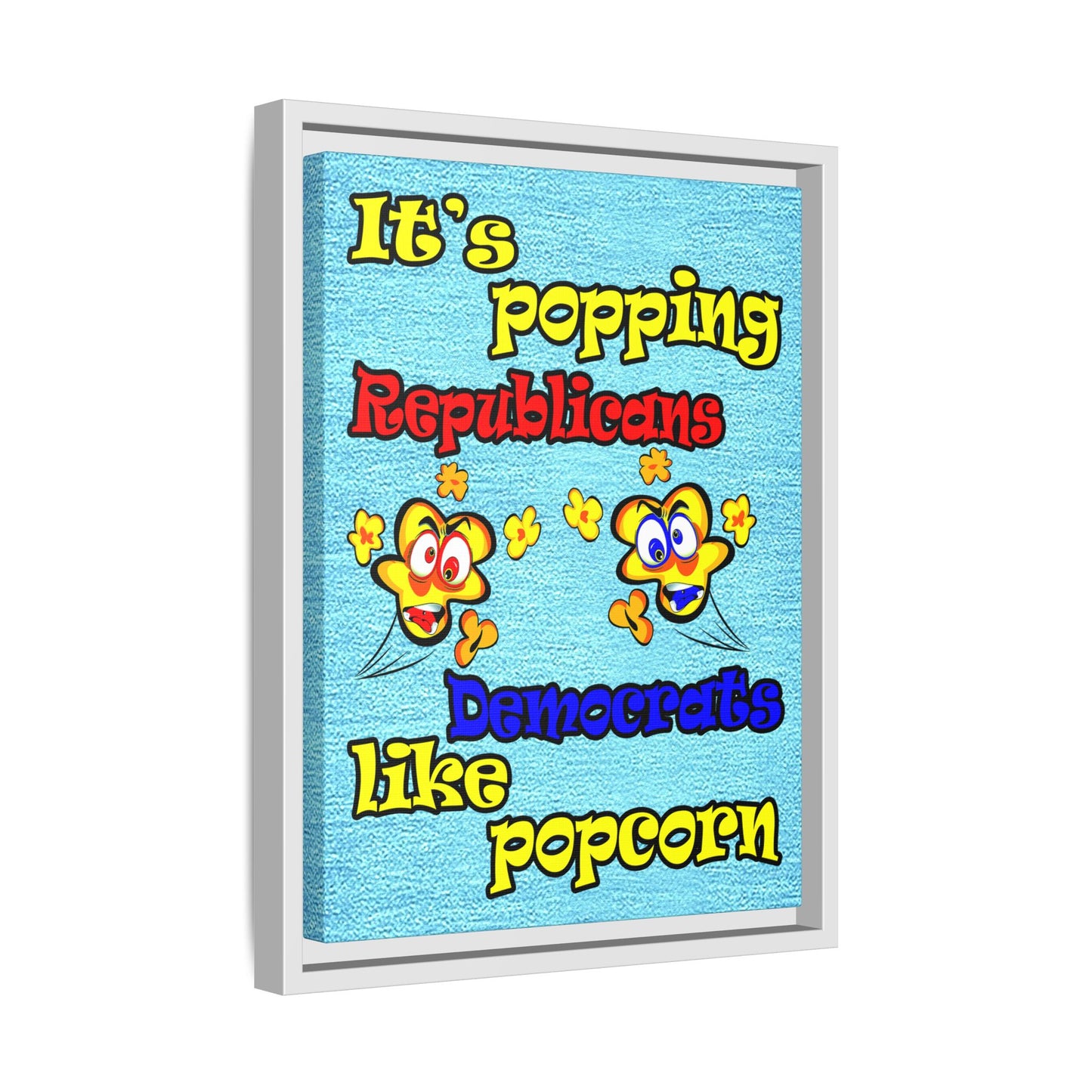 popping like popcorn - framed canvas art (faded dark blue)