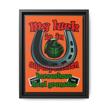 my luck - framed canvas art (orange)