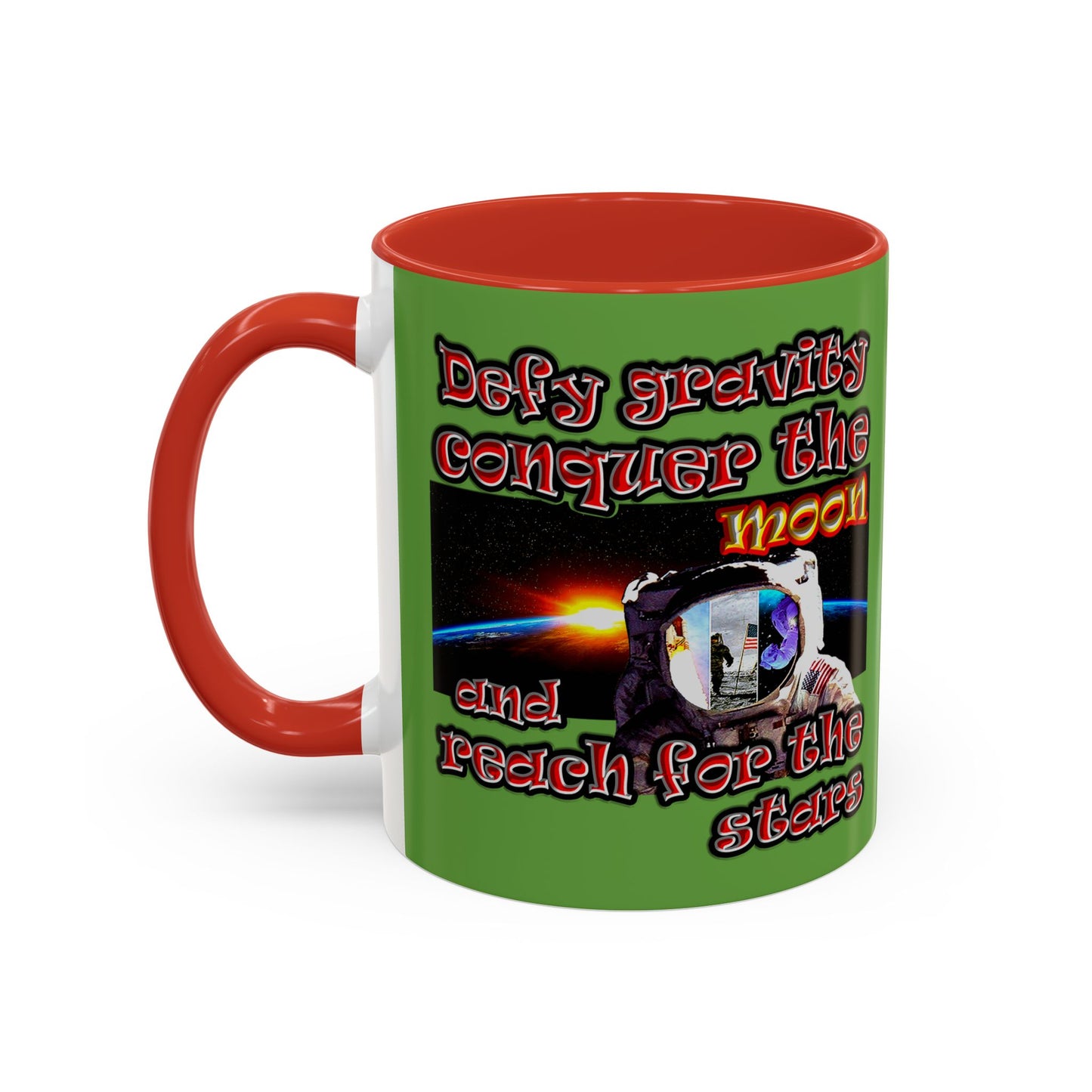 defy conquer reach - Accent Mug (green)