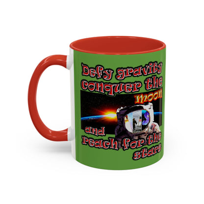 defy conquer reach - Accent Mug (green)