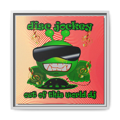 disc jockey - framed canvas art (yellow-orange wave)