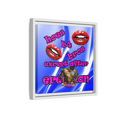 hoes b4 bros - framed canvas art (blue-white wave)