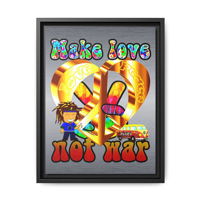 love peace - framed canvas art (brushed nickel)