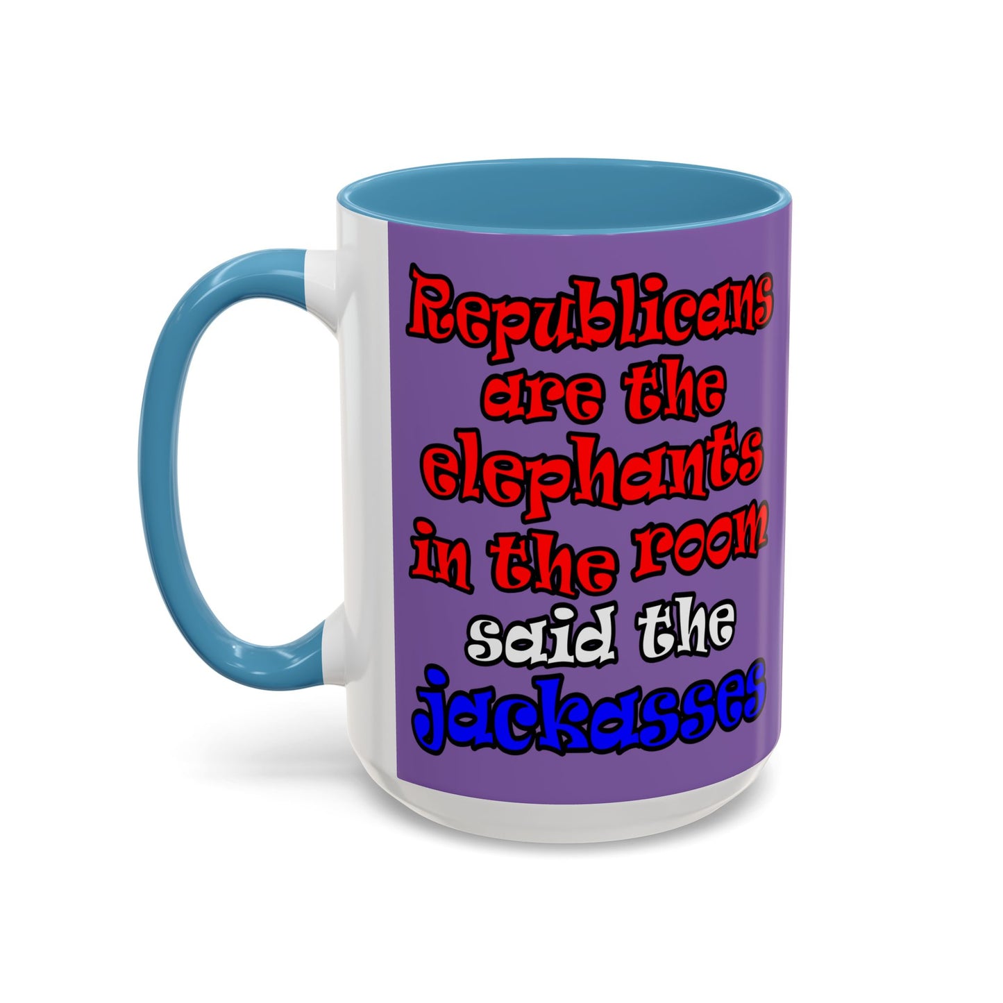 donkeys and elephants - Accent Mug (light purple)