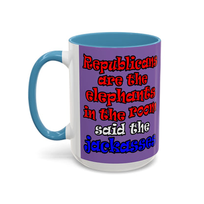 donkeys and elephants - Accent Mug (light purple)