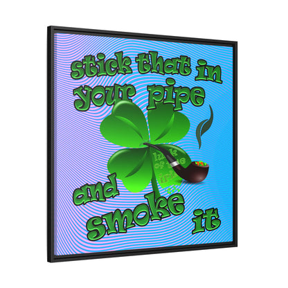 stick that in your pipe and smoke it - framed canvas art (light blue-purple wave)