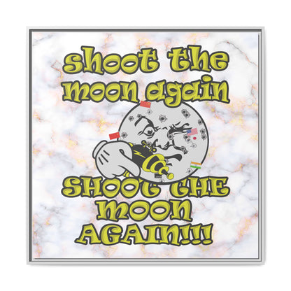 shoot the moon again - framed canvas art (white marble)