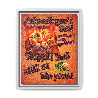 schrodinger's cat - framed canvas art (burnt orange)