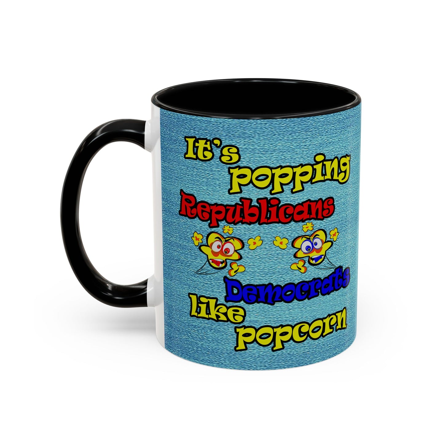 popping like popcorn - Accent Mug (faded dark blue)